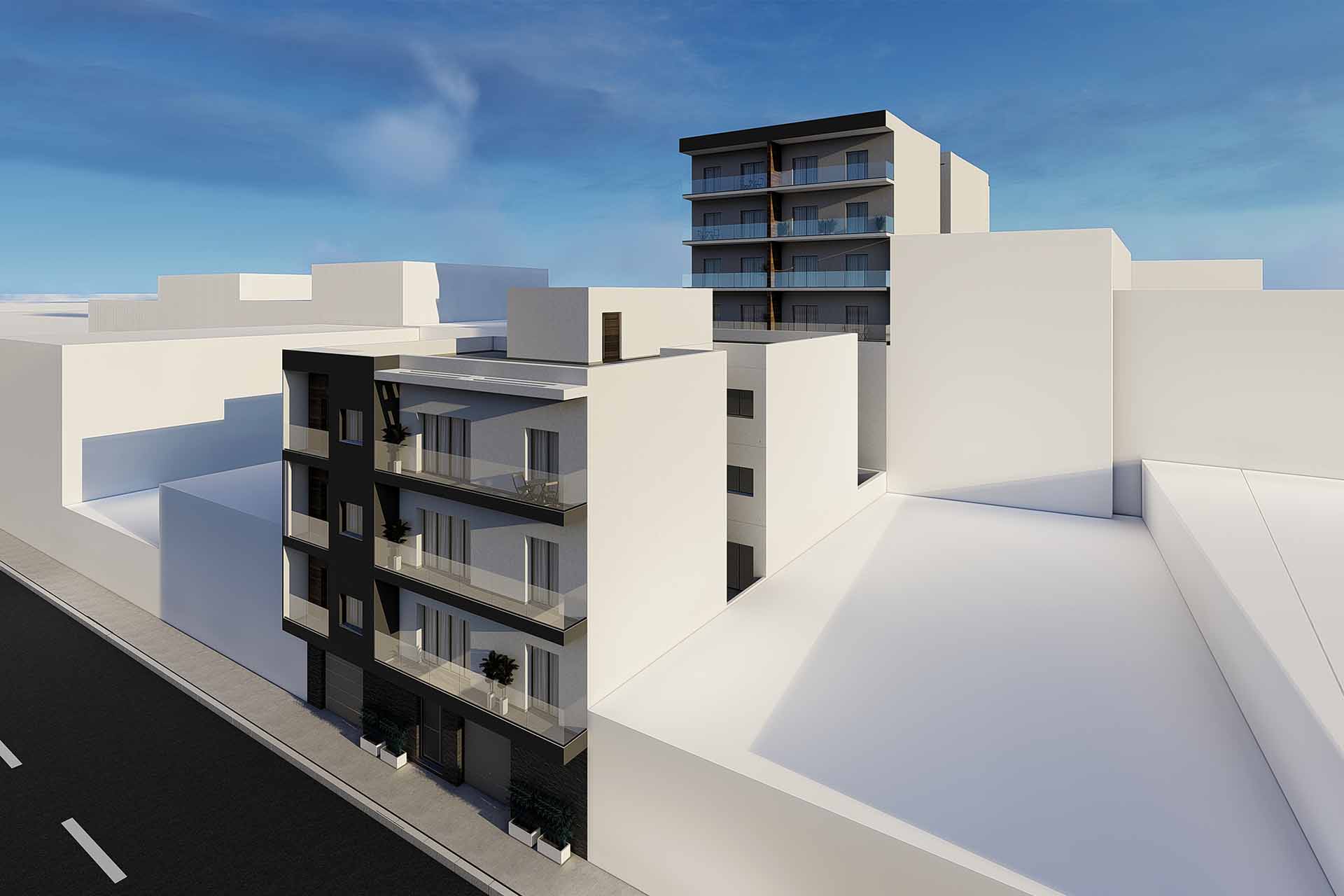 Photo de la résidence San Pedro à Ain El Turk, Oran – Immeuble moderne avec appartements et locaux commerciaux, proche de la mer.